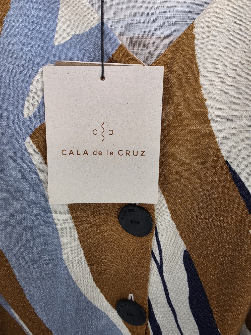 Cala de la Cruz Linen Tent Neutal Midi Dress Womens Xl Nwt - Picture 7 of 8